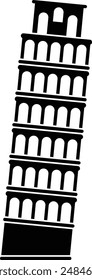 Tower of Pisa flache schwarze Vektorgrafik-Ikone.
