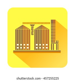 Tower plant icon in flat style with long shadow. Chemistry symbol