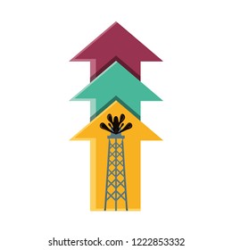 tower of plant oil extraction with statistics arrows