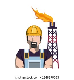 tower of plant oil extraction with worker character