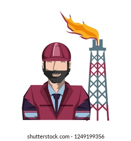 tower of plant oil extraction with worker character