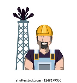 tower of plant oil extraction with worker character
