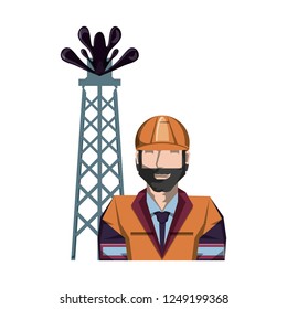 tower of plant oil extraction with worker character