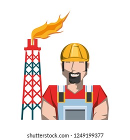tower of plant oil extraction with worker character