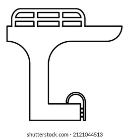 Tower in the pool for jump board diving springboard swimming contour outline line icon black color vector illustration image thin flat style