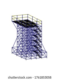 tower scaffolding, white background, used in construction areas.