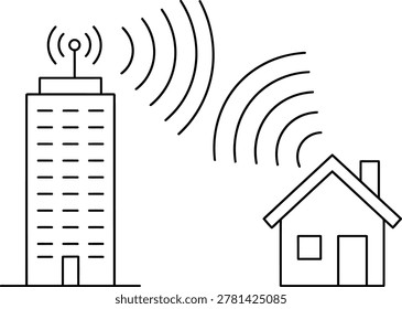 Tower sending wireless signal to house with home network, wireless comm