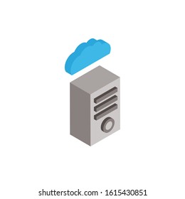 tower server with cloud computing vector illustration design
