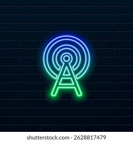 Tower sign icon vector illustration logo template for many. neon style.Antenna icon Radio antenna icon.