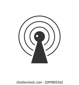 Tower signal icon. Flat design vector illustration isolated on white background.