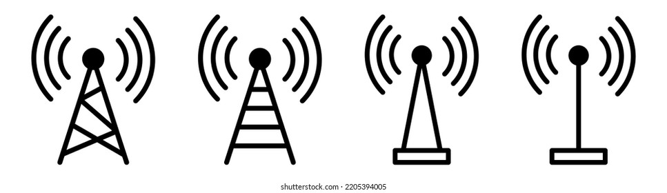Tower signal icon set. Vector illustration isolated on white background
