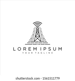 Tower signal icon template, Radio antenna, Broadcasting tower, Vector Illustration