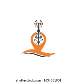 tower signal logo icon vector illustration design