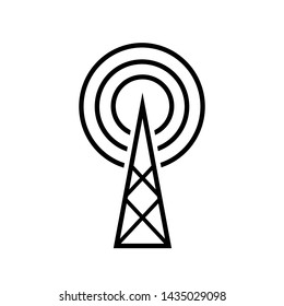 Tower Signal's Icon. Wireless Connection, Transmitter or Transmission Illustration As A Simple Vector Sign & Trendy Symbol in Line Art
 Style for Design and Websites, Presentation or Mobile Apps.