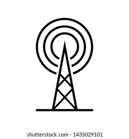Tower Signal's Icon. Wireless Connection, Transmitter or Transmission Illustration As A Simple Vector Sign & Trendy Symbol in Line Art
 Style for Design and Websites, Presentation or Mobile Apps.