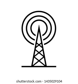 Tower Signal's Icon. Wireless Connection, Transmitter or Transmission Illustration As A Simple Vector Sign & Trendy Symbol in Line Art
 Style for Design and Websites, Presentation or Mobile Apps.