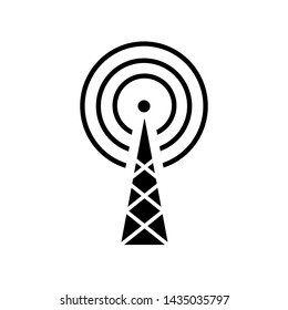 Tower Signal's Icon. Wireless Connection, Transmitter or Transmission Illustration As A Simple Vector Sign & Trendy Symbol in Glyph Style for Design and Websites, Presentation or Mobile Apps.