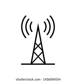 Tower Signal's Icon. Wireless Connection, Transmitter or Transmission Illustration As A Simple Vector Sign & Trendy Symbol in Line Art
 Style for Design and Websites, Presentation or Mobile Apps.