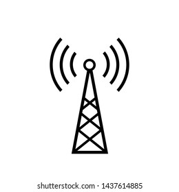 Tower Signal's Icon. Wireless Connection, Transmitter or Transmission Illustration As A Simple Vector Sign & Trendy Symbol in Line Art
 Style for Design and Websites, Presentation or Mobile Apps.