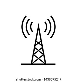 Tower Signal's Icon. Wireless Connection, Transmitter or Transmission Illustration As A Simple Vector Sign & Trendy Symbol in Line Art
 Style for Design and Websites, Presentation or Mobile Apps.