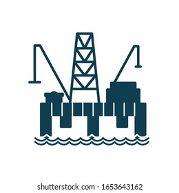diseño de iconos de estilo torre de silueta, industria petrolera, tecnología de combustible de gas, producción industrial y tema del petróleo. Ilustración de vectores