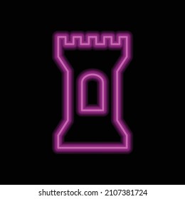 Tower simple icon. Flat desing. Purple neon on black background.ai
