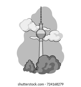 Tower, single icon in monochrome style.Tower, vector symbol stock illustration web.