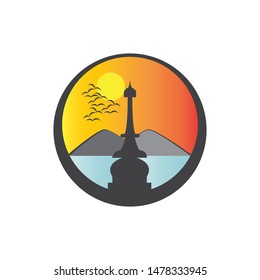 TOWER SUNSET ILLUSTRATION VECTOR TEMPLATE