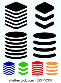 Tower symbols. Stacked cylindrical, squarish barrel shapes.