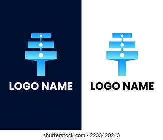 torre con plantilla de diseño de logotipo de negocios moderno con tecnología