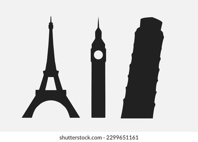 tower towers icons symbol landmarks eiffel bigben pizza