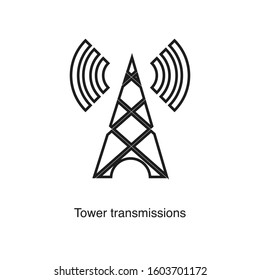 Tower transmission linear icon vector on white background. Black icon illustration