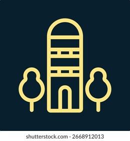 Tower with trees symbol artwork trendy useful vector Illustration design pretty colorful background.eps