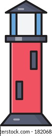 tower vector line flat icon 