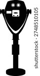 Tower viewer telescope icon. Coin binocular viewer sign. Observation deck visit. Binocular Viewer symbol.