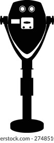 Tower viewer telescope icon. Coin binocular viewer sign. Observation deck visit. Binocular Viewer symbol.