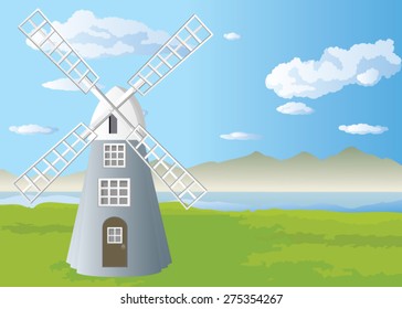 Tower Windmill In The Field