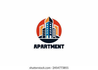 A towering apartment logo represents an organization that stands strong with a futuristic style that combines furniture and property, suitable for a business engaged in property and rental.
