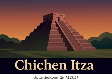 A imponente pirâmide de Chichen Itza é um testemunho da grandeza da antiga civilização maia, oferecendo uma vista majestosa das ruínas e paisagens circundantes