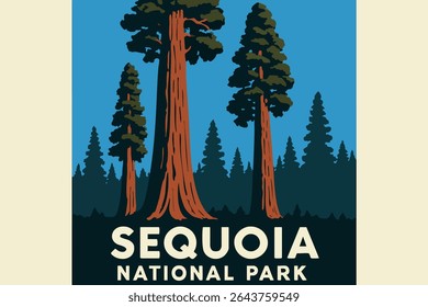 The towering sequoia trees in Sequoia National Park, California, create an awe-inspiring landscape, where massive ancient trees stretch high into the sky, 