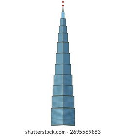 Ilustración de un edificio moderno, horizonte urbano
