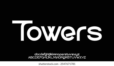 Towers, Abstract digital modern alphabet fonts. Typography technology electronic dance music future creative font. vector illustration
