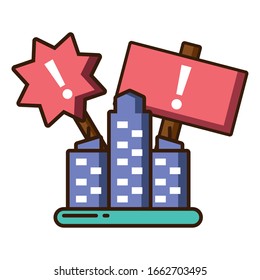 towers city business , apartment and office building on white background vector illustration design