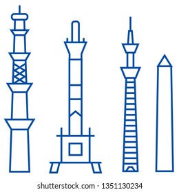 Towers line icon concept. Towers flat  vector symbol, sign, outline illustration.