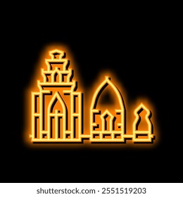 towers po nagar neon light sign vector. towers po nagar illustration