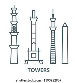 Towers vector line icon, linear concept, outline sign, symbol
