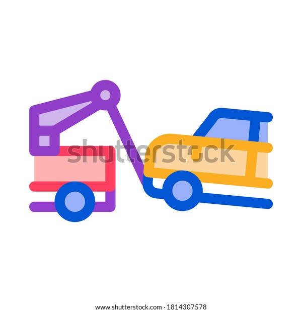 Towing Broken Car Icon\
Vector. Outline Towing Broken Car Sign. Isolated Contour Symbol\
Illustration
