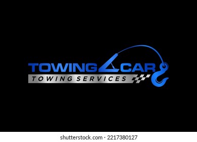 Towing Car Evacuation Logo Design Winch Truck Rescue Emergency Accident Service