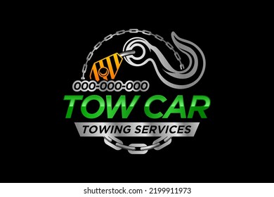 Towing car evacuation logo hook chain design winch truck rescue emergency accident service