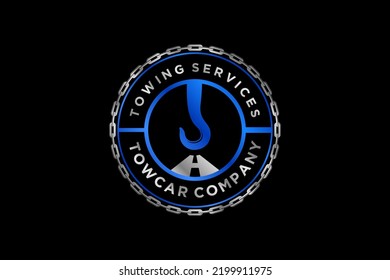 Towing Car Evacuation Logo Hook Chain Design Winch Truck Rescue Emergency Accident Service